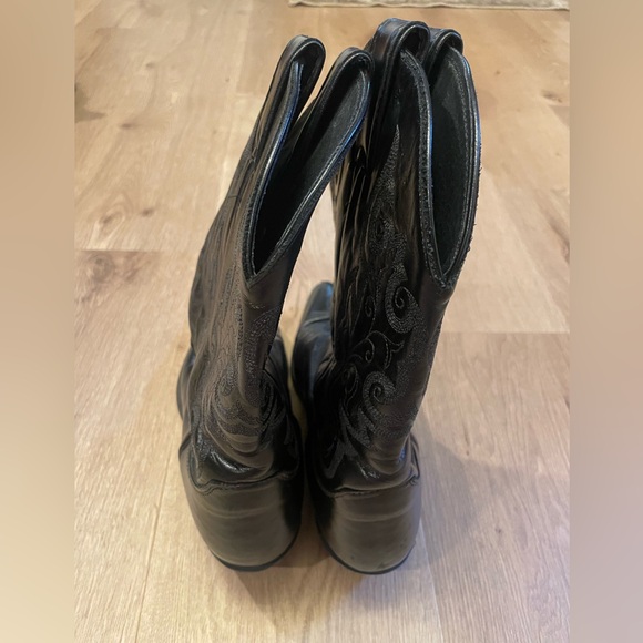 Justin Boots Black Leather Cowgirl Boots - Picture 4 of 9